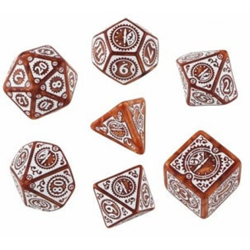 Q Workshop Dice Steampunk Clock Work Caramel/White