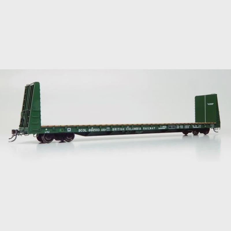 Rapido 147005 HO Marine Industries Bulkhead Flatcar: BCR – Dark Green Scheme