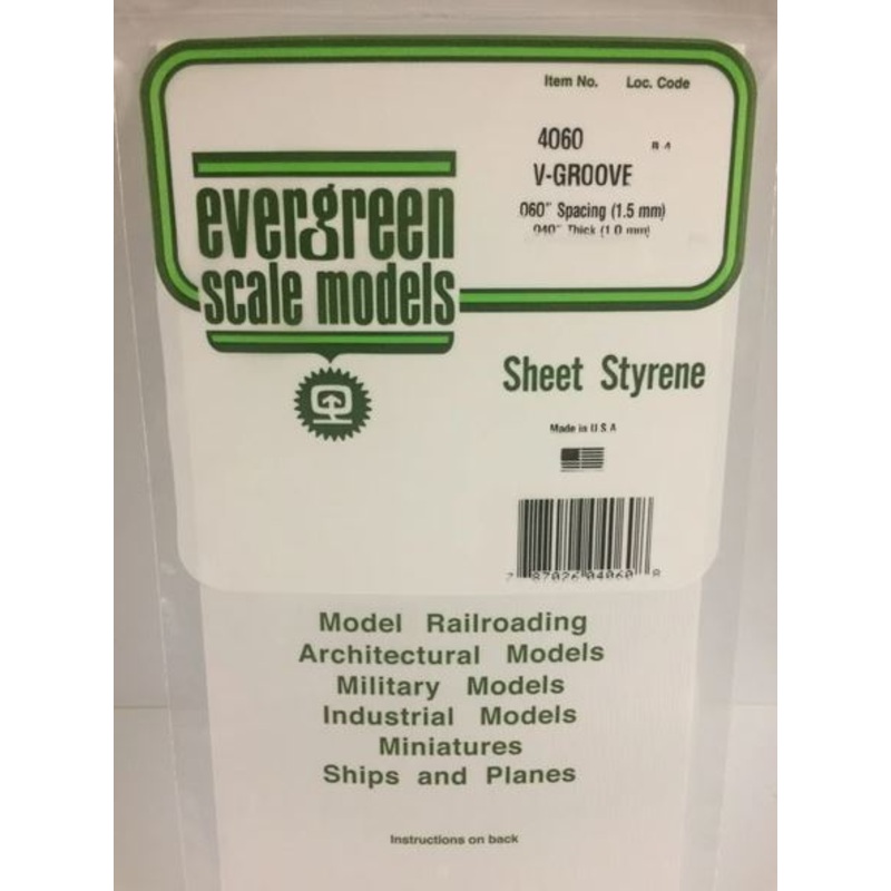Evergreen 4060 .060 Spacing Vgroove Sheet