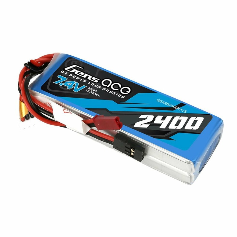 Gens Ace LiPo Battery 2400mAh 2S1P 7.4V Receiver JST Plug Soft Case – GEA2S2400RXJS