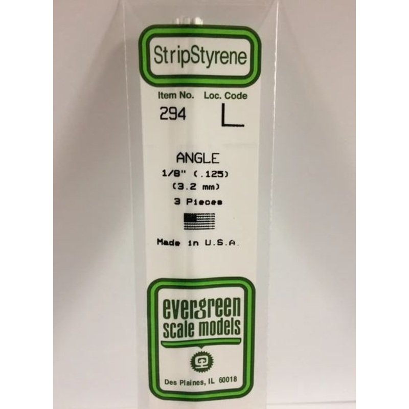 Evergreen 294 .125 / 3.2mm L Angle (3pcs)