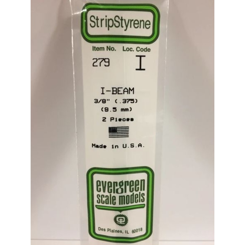 Evergreen 279 .375 / 9.5mm I Beam (2pcs)
