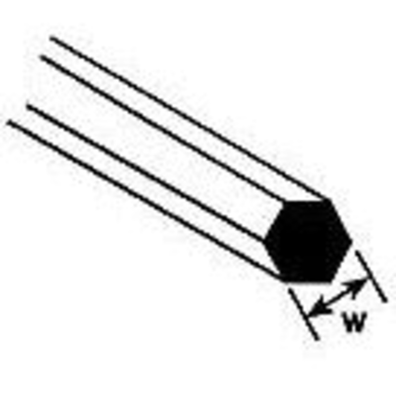 Plastruct 0.060/1.5mm Styrene Hex Rod (10 pcs) PLA90874