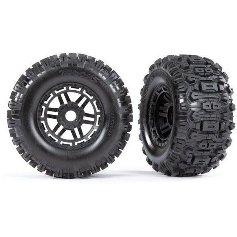 TRA8973 Sledgehammer Tires & wheels, glued (black wheels) (Maxx)
