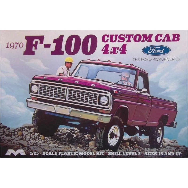 1970 Ford F-100 Custom Cab 4×4 1/25 Model Truck Kit #1230 by Moebius