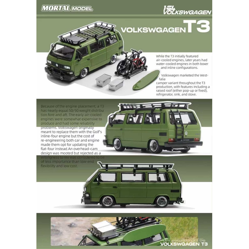 (PRE-ORDER) Mortal 1:64 VW T3 Lowrider w/ BBS Wheels Army Green