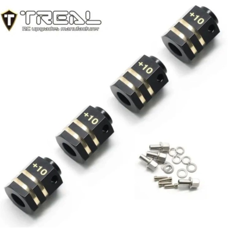 Treal Hobby Brass Extended Hex Hubs for Traxxas TRX-4 (Black) (4) (+10mm) – TLHTTRX4-20