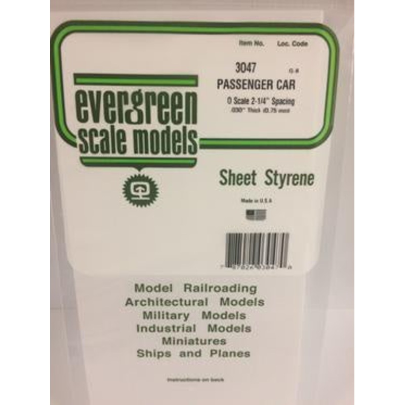Evergreen #3047 – .047 Opaque White Polystyrene Passenger Car Siding