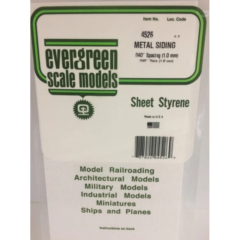 Evergreen 4526 .040 (1.0mm) Corrugated Siding
