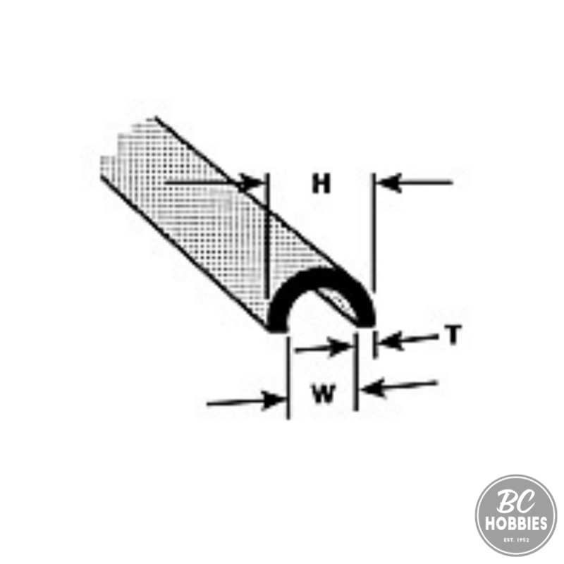 Plastruct 3/16 Half-Round Butyrate Profile (4 pcs) PLA90171