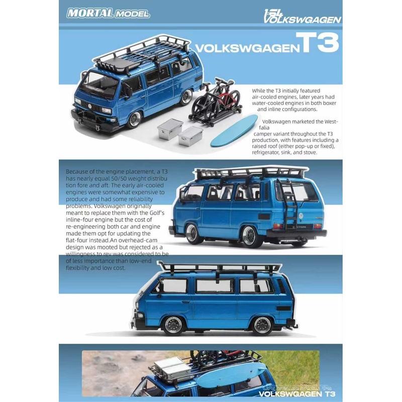 (PRE-ORDER) Mortal 1:64 VW T3 Lowrider w/ BBS Wheels Transparant Blue