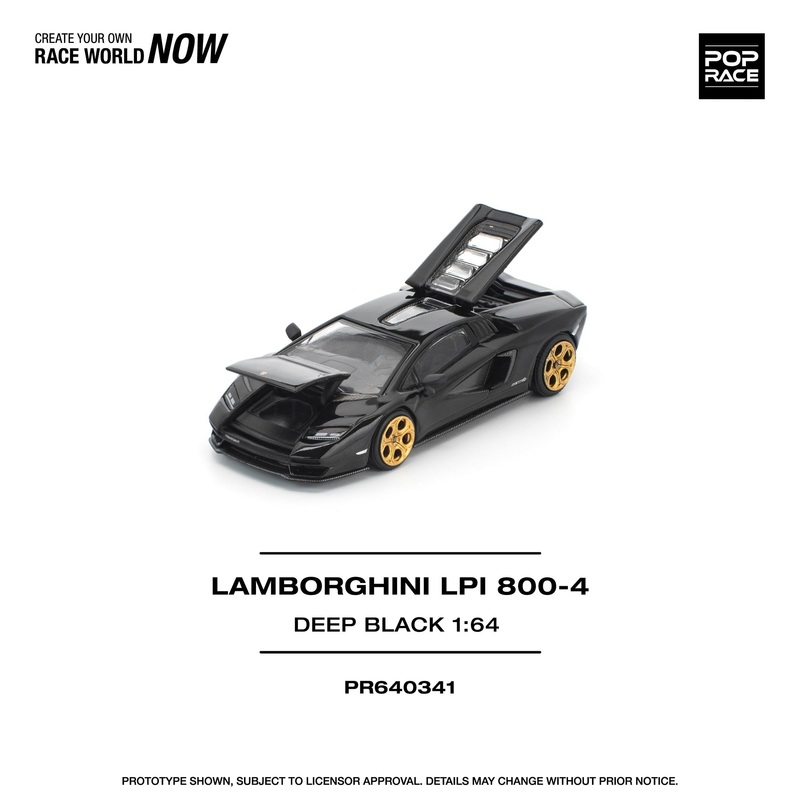 (PRE-ORDER) Pop Race 1:64 Lamborghini Countach LPI-800 – Deep Black PR640341