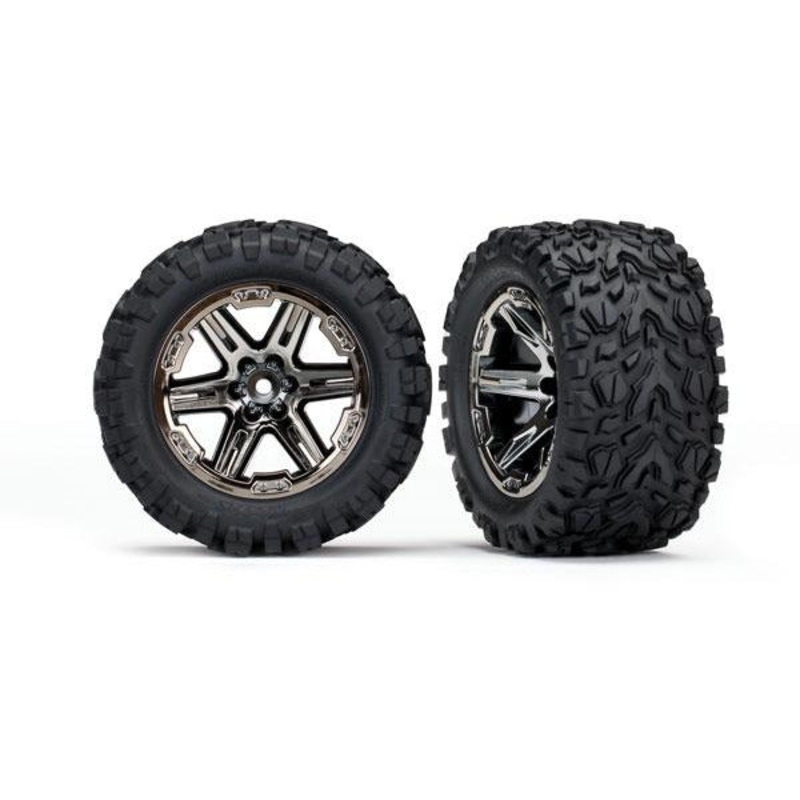 TRA6773X Tires & Wheels, Assembled, Glued (2.8′) – RXT Black Chrome