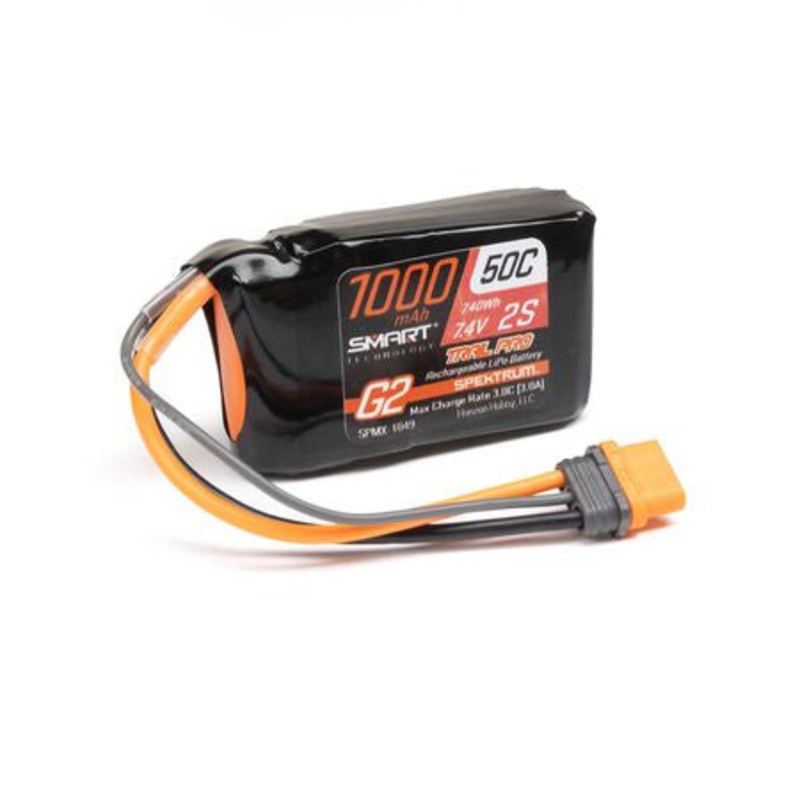 Spektrum 7.4V 1000mAh 2S 50C Smart G2 Trail Pro LiPo Battery: IC2 – SPMX-1049
