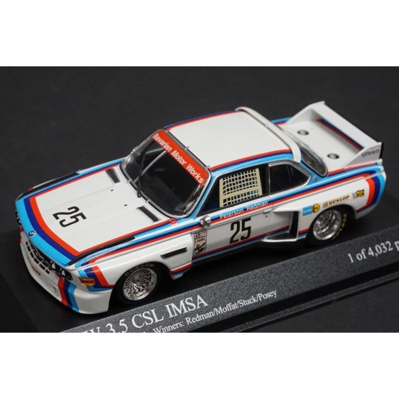 1:43 MINICHAMPS 430752925 BMW 3.5 CSL IMSA Sebring 12h Winner 1975 #25 Moffat/Stuck/Posey