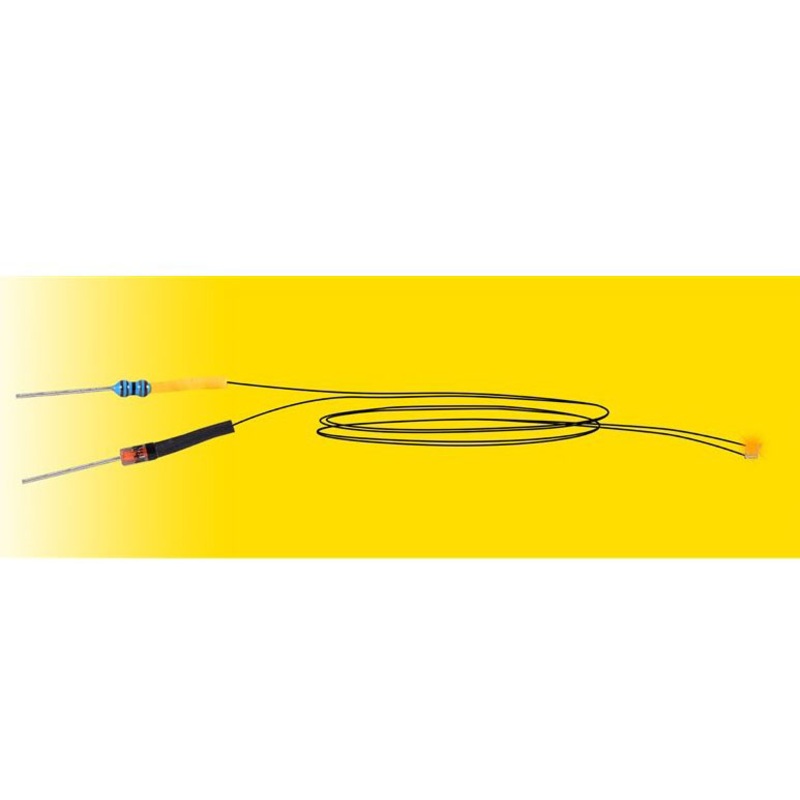 LED yellow with soldered cable, 5 pieces