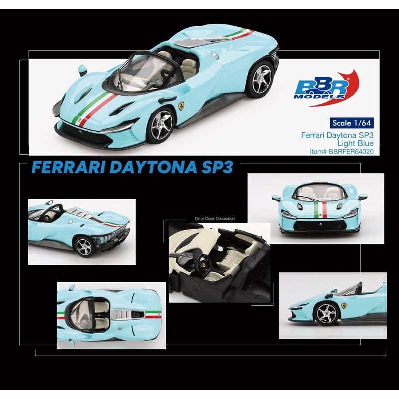 (PRE-ORDER) BBR Models 1:64 Ferrari Daytona SP3 Light Blue