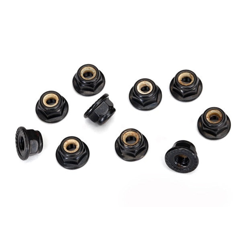 Traxxas 4mm Serrated Nuts Flanged Nylon Locking Black (10) – TRA8347