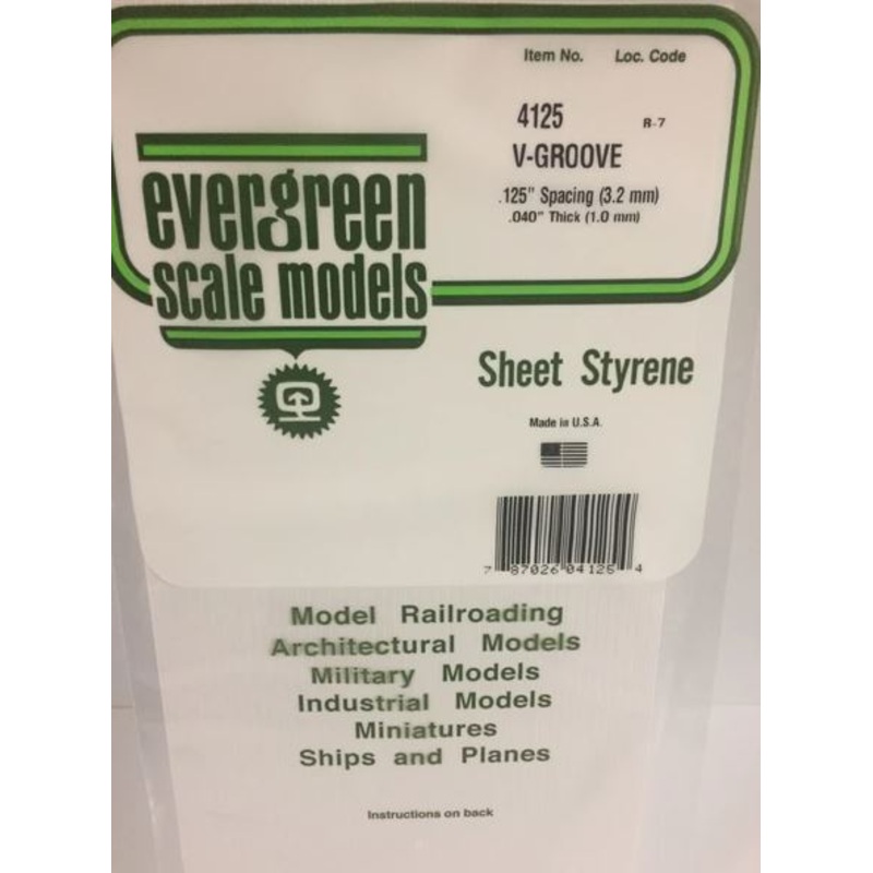 Evergreen 4125 .125 Spacing Vgroove Sheet