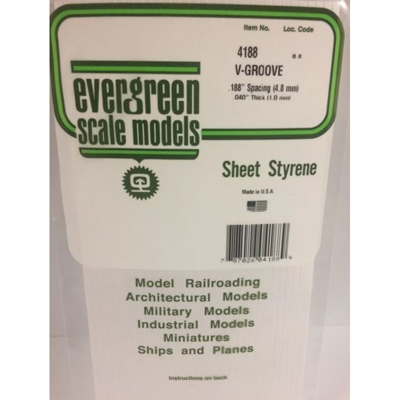 Evergreen 4188 .188 Spacing V-Groove Siding Sheet