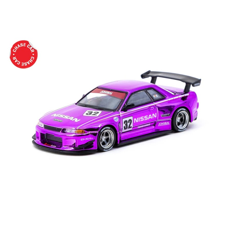 Tarmac Works 1:64 Nissan Skyline R32 Widebody Jonsibal Design Pink Chrome Chase