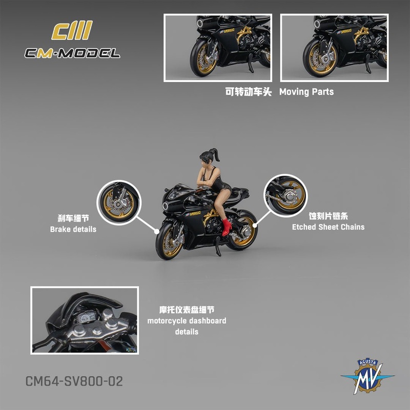 CM-Model 1:64 MV Agusta SV800 Black w/ Figure