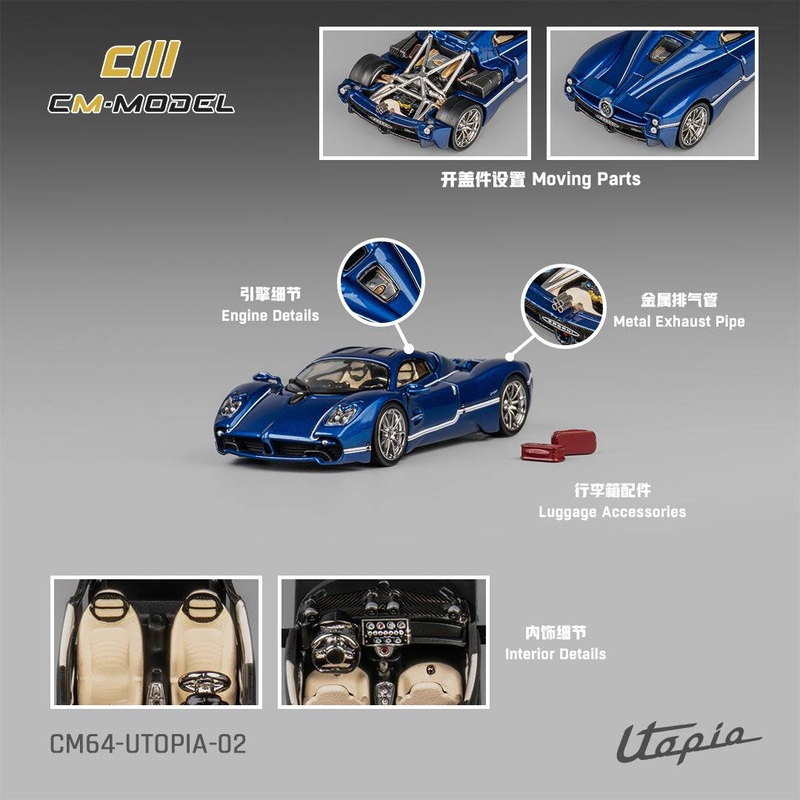 (PRE-ORDER) CM-Model 1:64 Pagani Utopia Metallic Blue