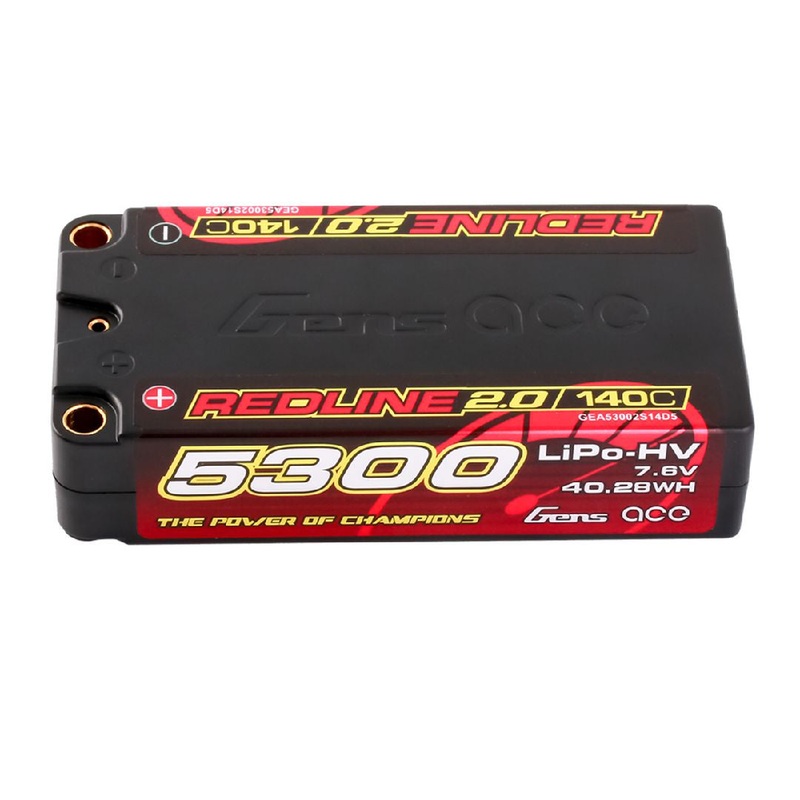 Gens Ace Redline 2.0 5300mAh 2S2P 7.6V 140C HV Shorty LiPo – GEA53002S14D5