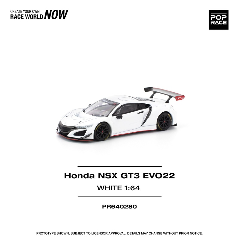 (PRE-ORDER) Pop Race x 1:64 Honda NSX GT3 EVO22, WHITE