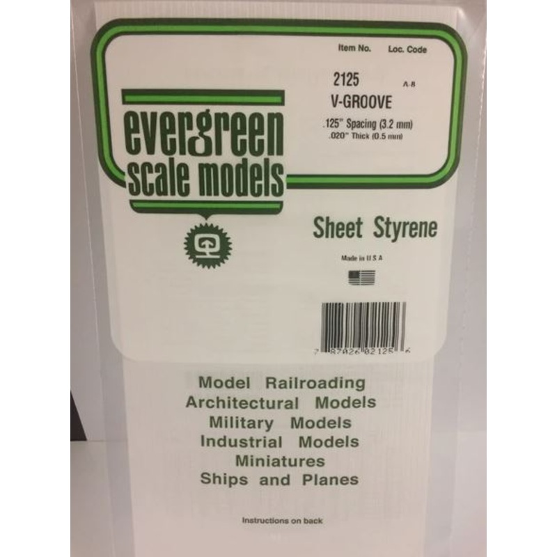 Evergreen 2125 .125 Spacing Vgroove Sheet