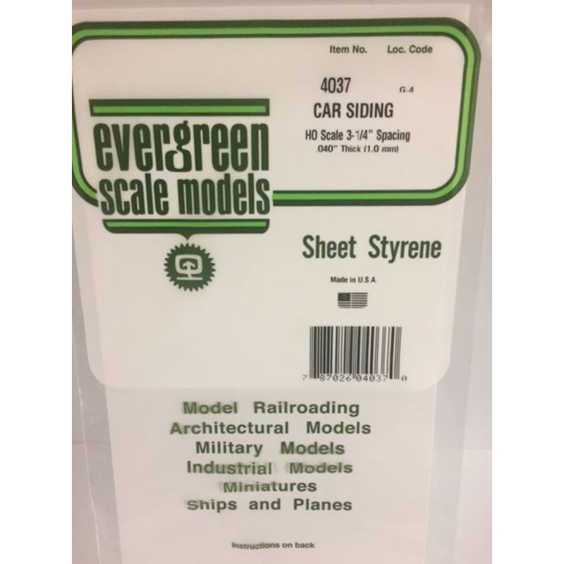 Evergreen 4037 .037 Passenger Car Siding