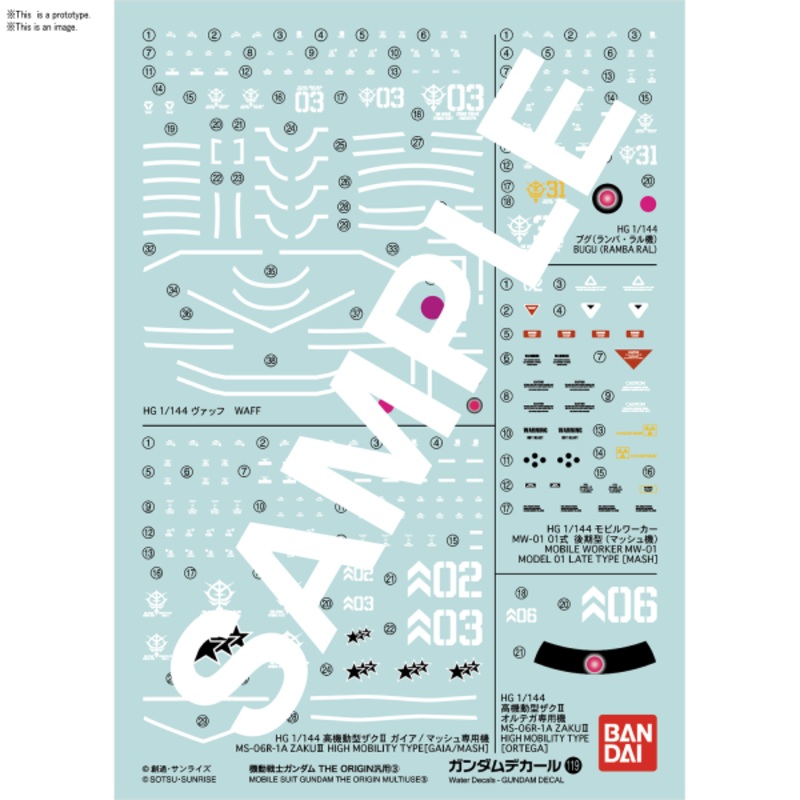 Gundam Decal 119 – Mobile Suit Gundam The Origin Multiuse 3