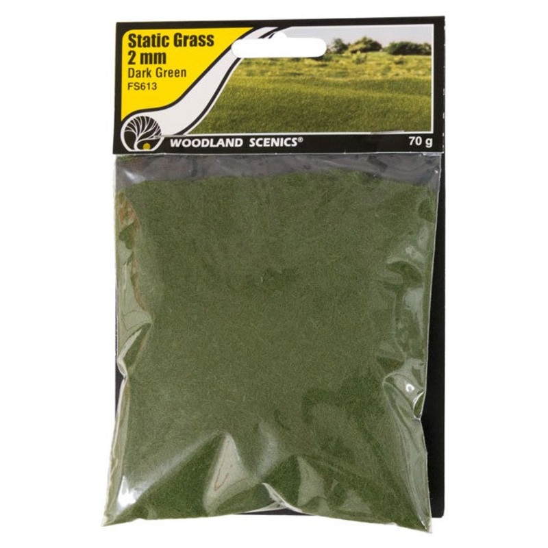 Woodland Scenics FS613 2mm Static Grass – Dark Green