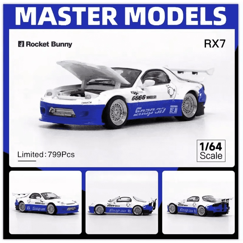 Master 1:64 Mazda RX-7 Pandem FD3S Blue/White Snap On