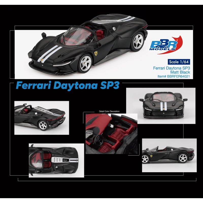 (PRE-ORDER) BBR Models 1:64 Ferrari Daytona SP3 Matt Black BBRFER64021
