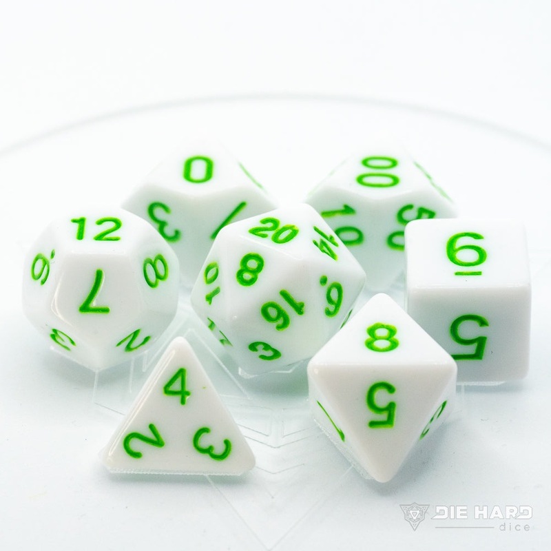 Die Hard Poly RPG Set – White With Pastel Green