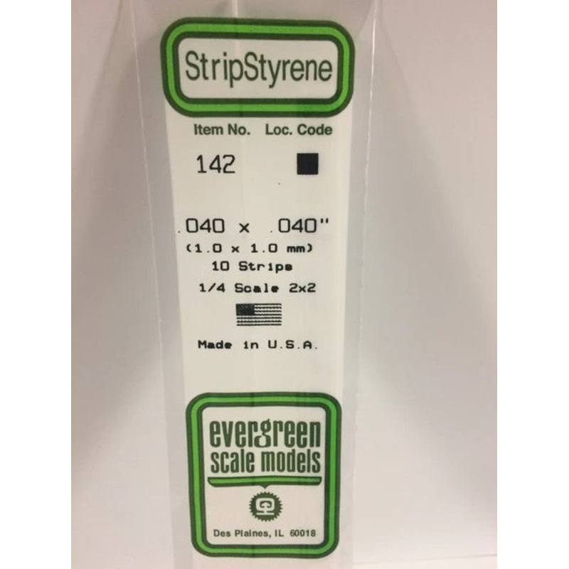 Evergreen 142 0.040 x 0.040 / 1mm x 1mm Square (10pcs)