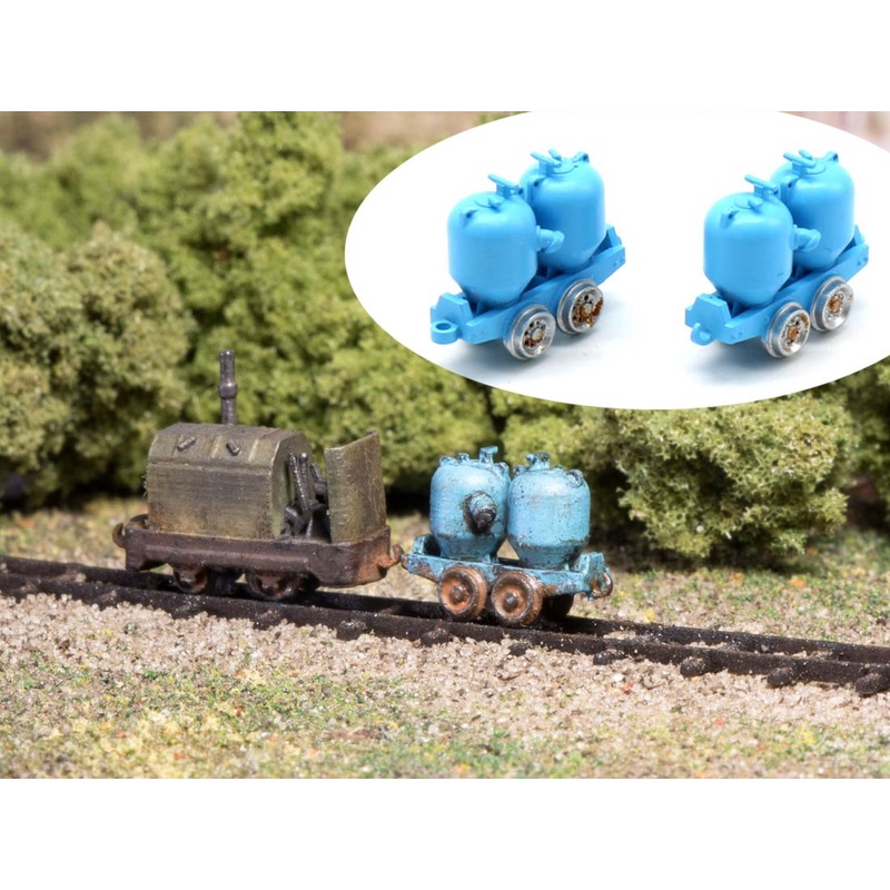Ready-made model Feldbahn Lore with sandblasting vessel 2x
