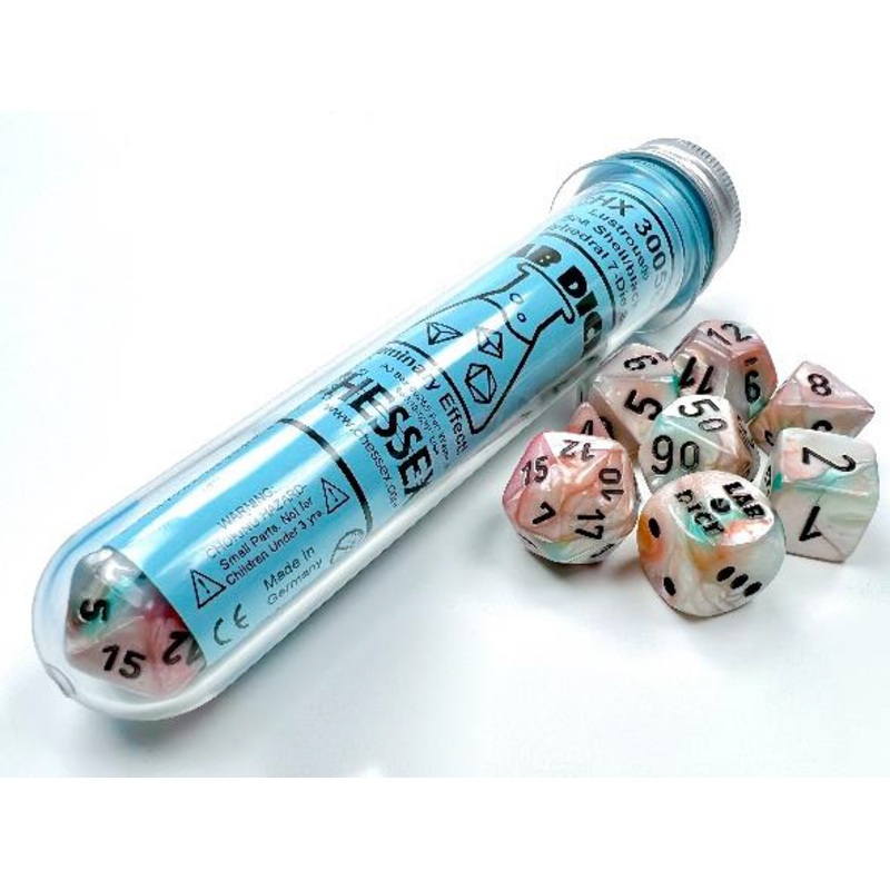 Chessex Lustrous 7-Die Set Sea Shell/Black Luminary