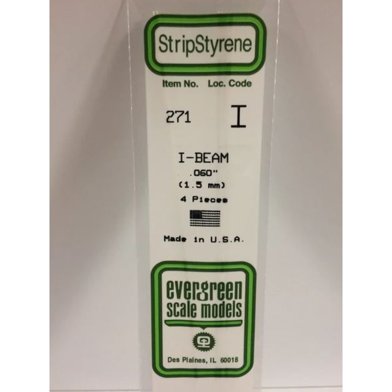 Evergreen 271 .060 / 1.5mm I Beam (4pcs)