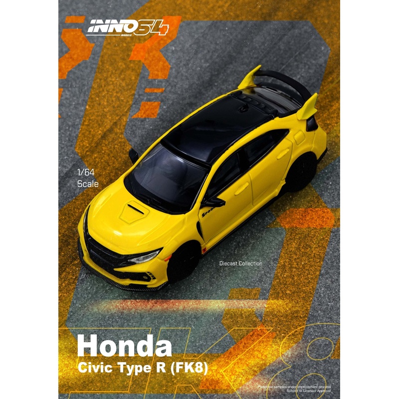 (PRE-ORDER) INNO64 1:64 Honda Civic TYPE-R (FK8) Yellow