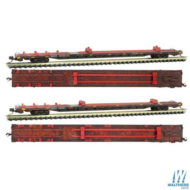 89′ Flat Car – Weathered QUAX 2 Pack (N)