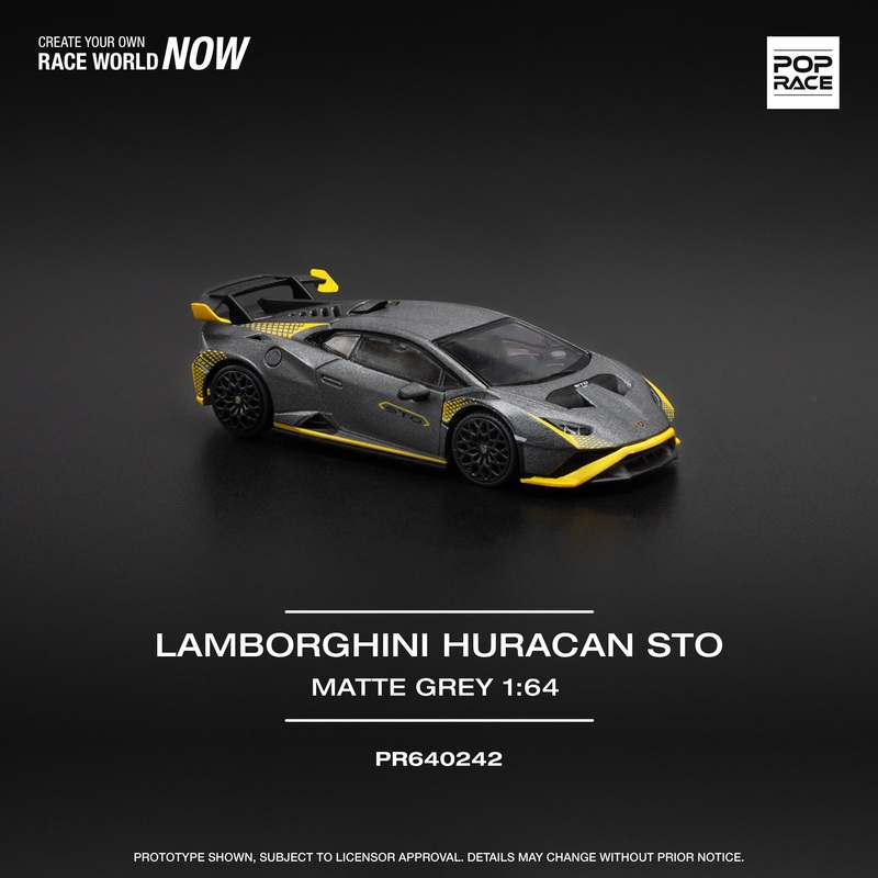 (PRE-ORDER) Pop Race 1:64 Lamborghini Huracan STO MATTE GREY