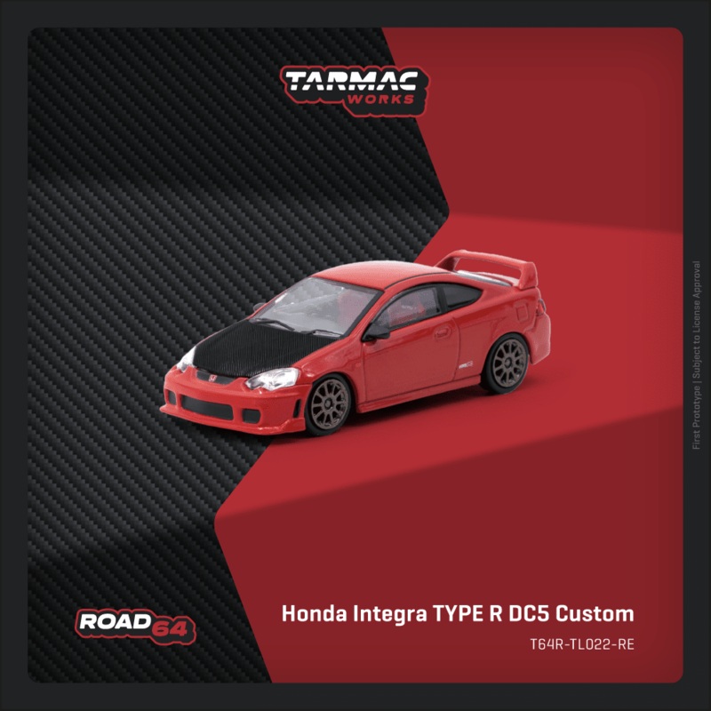 (PRE-ORDER) Tarmac Works 1:64 Honda Integra TYPE R DC5 Custom, Red T64R-TL022-RE