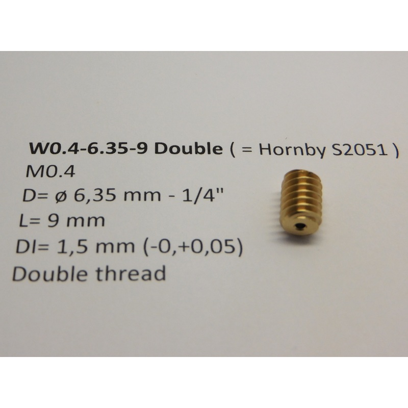 Screw brass M0.4 D= 6.35 mm – 1/4 L= 9 mm DI= 1.5 mm Double