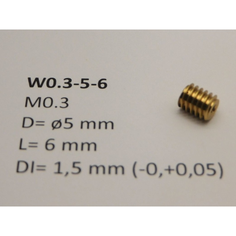 Snail brass M0.3 D=5 L=6 DI=1.5 mm