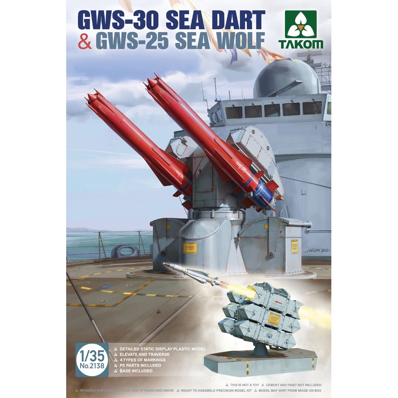 GWS-30 Sea Dart &  GWS-25 Sea Wolf 1/35 Model Ship Artillery Kit #2138 by Takom