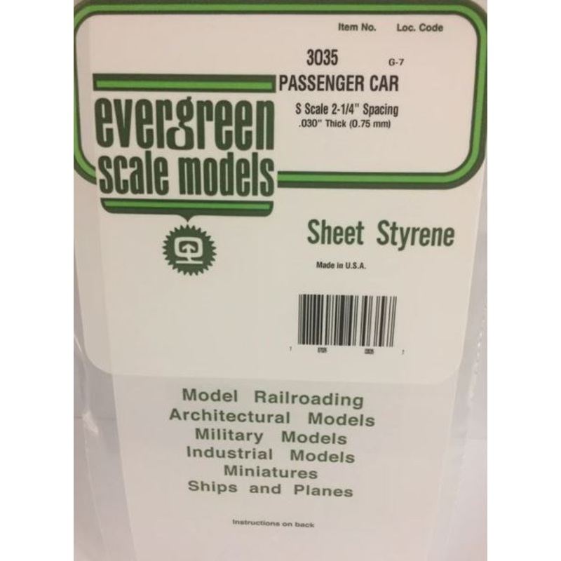 Evergreen 3035 .035 Passenger Car Siding