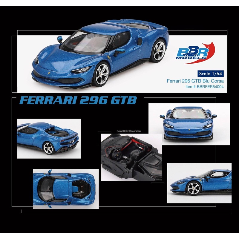 (PRE-ORDER) BBR Models 1:64 Ferrari 296 GTB Blu Corsa