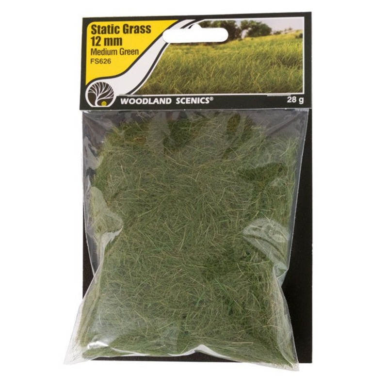 Woodland Scenics FS626 12mm Static Grass – Medium Green